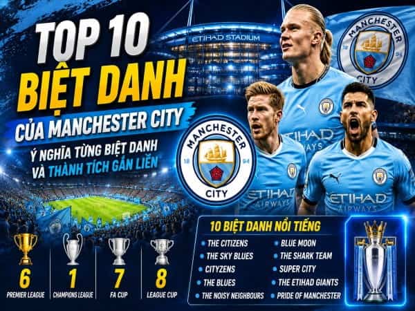 TOP 10 biệt danh của Manchester City và ý nghĩa gắn liền