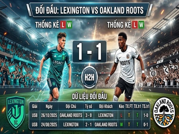 Đối đầu Lexington vs Oakland Roots Đối đầu Lexington vs Oakland Roots